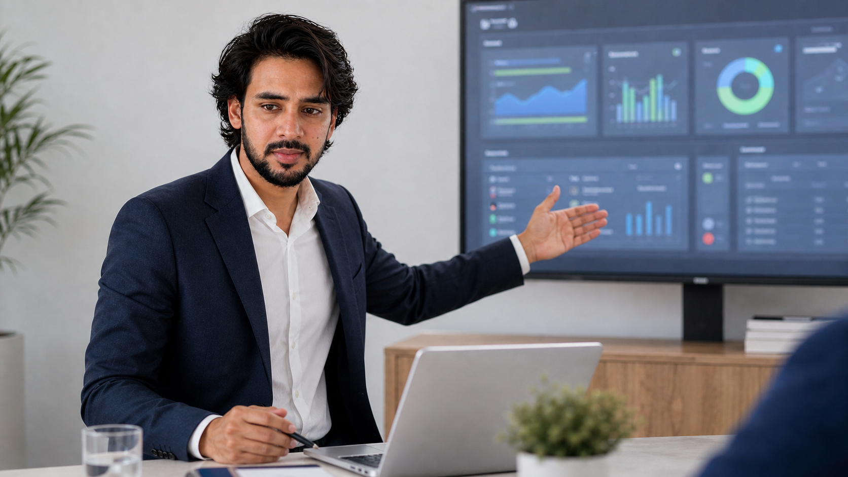 Naman Modi presenting an AI automation dashboard