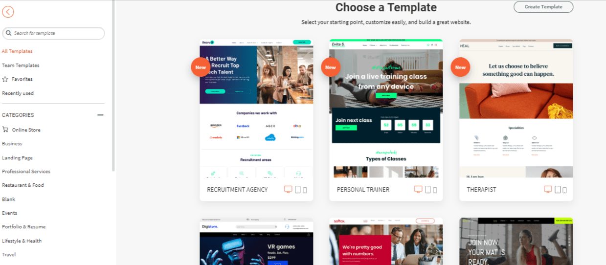 Duda website builder- Templates