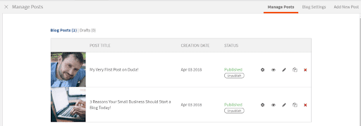 Duda website builder- Managed posts