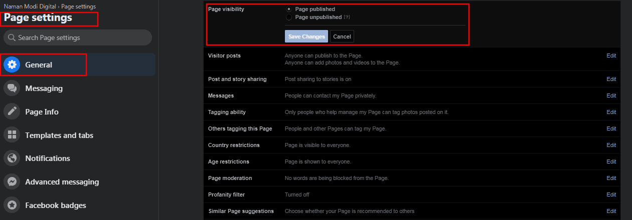 how to delete facebook -General settings