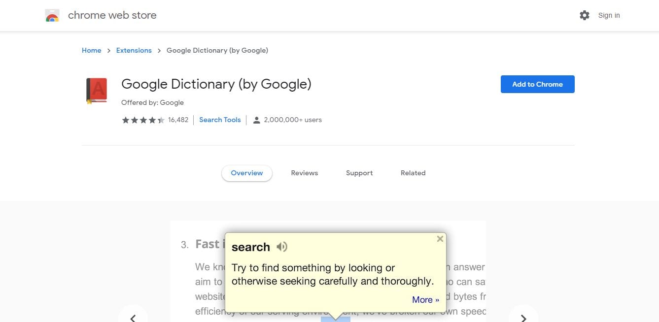 google dictionary extension- step 2