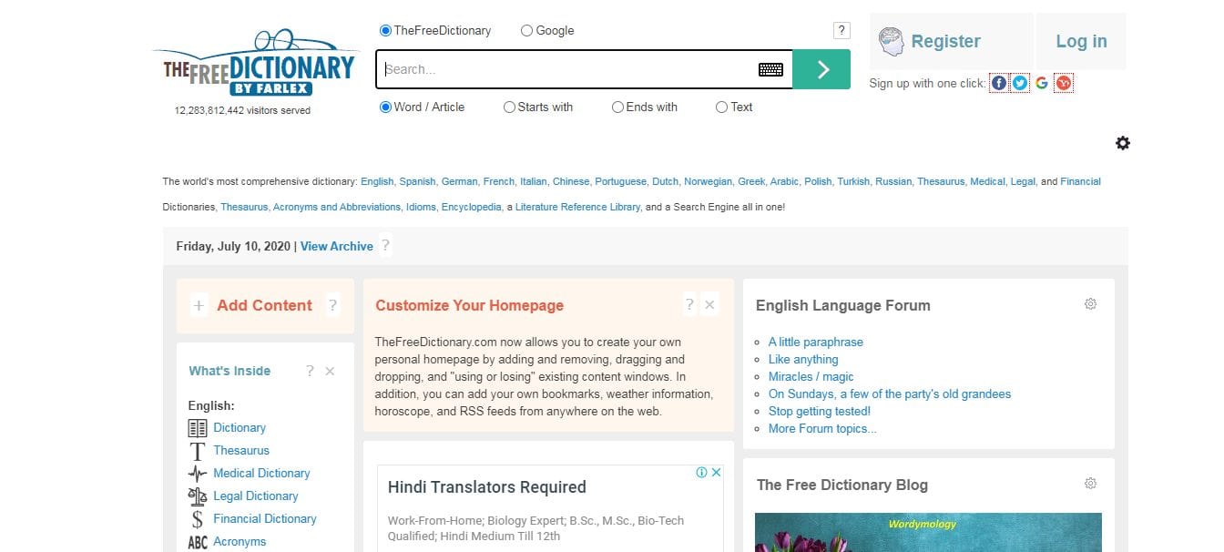 google dictionary extension-thefreedictionary.com