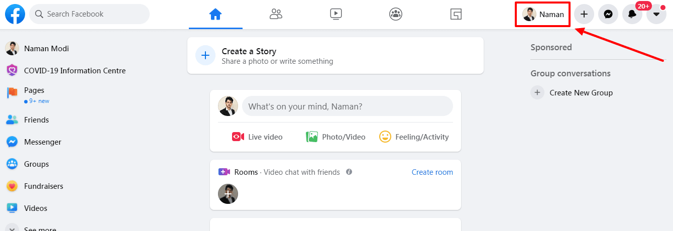 click profile name