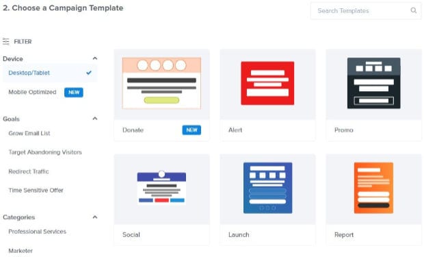 multi step conversions - choose campaign template