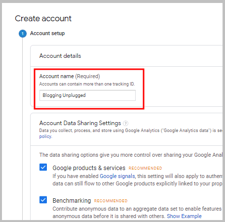 Create an account on Google Analytics