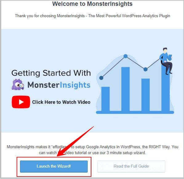 Launch MonsterInsights Set up Wizard