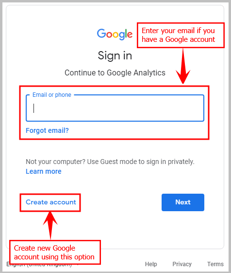 log in to Google Analytics