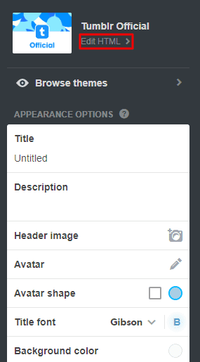 Free tumblr themes - Edit HTML 