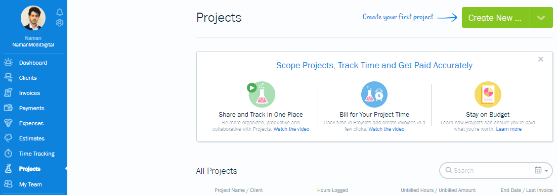 Freshbooks- Freshbooks projects