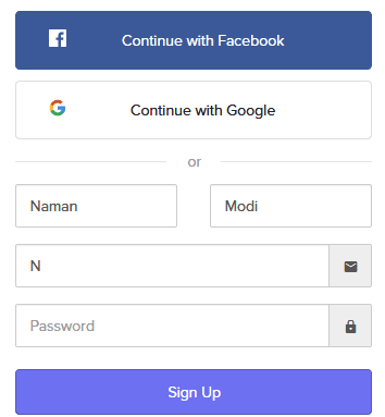 Motionden- Account Creation